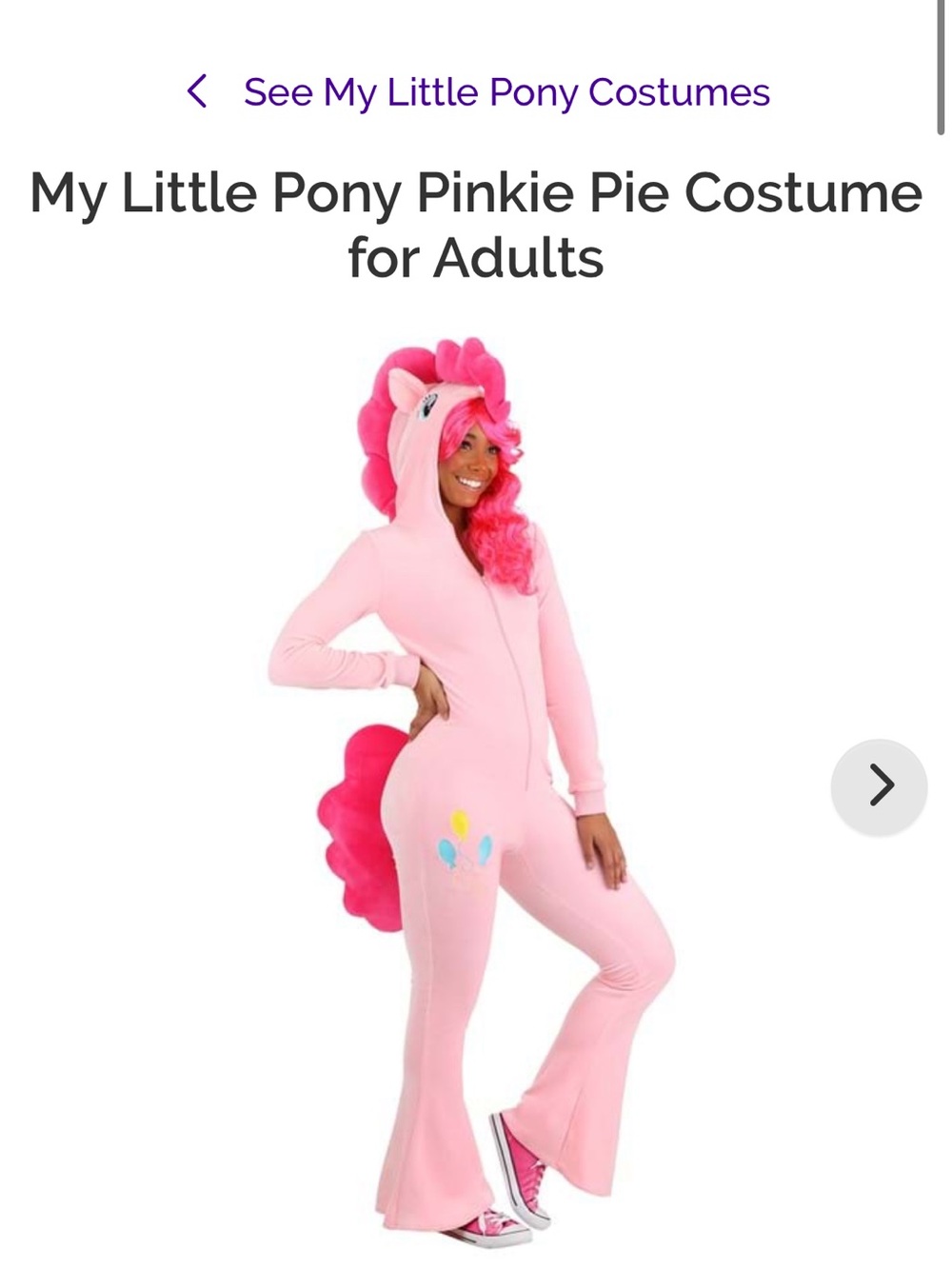 Pink My Little Pony Pinkie Pie Adult Hooded Onesie Costume - Justice